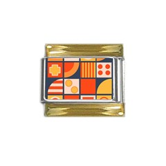 Square Shapes Pattern Design Gold Trim Italian Charm (9mm) by Loisa77