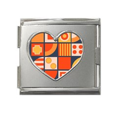 Square Shapes Pattern Design Mega Link Heart Italian Charm (18mm) by Loisa77