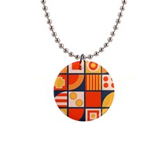 Square Shapes Pattern Design 1  Button Necklace