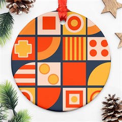 Square Shapes Pattern Design Round Ornament (two Sides)