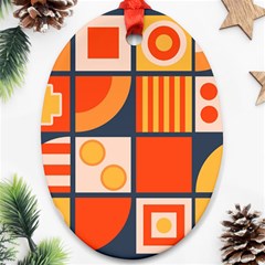 Square Shapes Pattern Design Oval Ornament (two Sides)