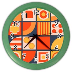 Square Shapes Pattern Design Color Wall Clock by Loisa77