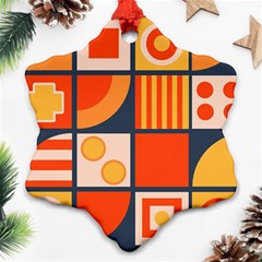 Square Shapes Pattern Design Snowflake Ornament (two Sides)