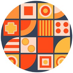 Square Shapes Pattern Design Wooden Puzzle Round by Loisa77