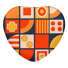 Square Shapes Pattern Design Heart Glass Fridge Magnet (4 Pack) by Loisa77