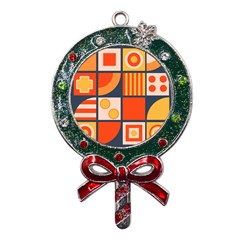 Square Shapes Pattern Design Metal X mas Lollipop With Crystal Ornament by Loisa77