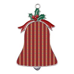 Template Background Red Strip Metal Holly Leaf Bell Ornament