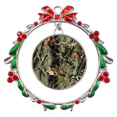 Realtree Camo Seamless Pattern Metal X mas Wreath Ribbon Ornament by Perong