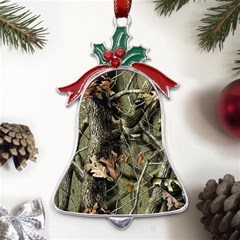 Realtree Camo Seamless Pattern Metal Holly Leaf Bell Ornament by Perong