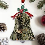 Realtree Camo Seamless Pattern Metal Holly Leaf Bell Ornament Front