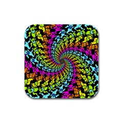 3d Grateful Dead 90 s Neon Dancing Bears Rubber Square Coaster (4 Pack) by Perong