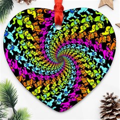 3d Grateful Dead 90 s Neon Dancing Bears Heart Ornament (two Sides)