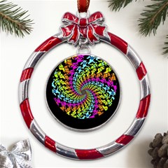 3d Grateful Dead 90 s Neon Dancing Bears Metal Red Ribbon Round Ornament by Perong