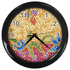 Batik Indonesian Culture Indonesia Authentic Wall Clock (black) by Perong