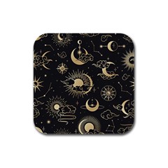 Asian Seamless Pattern With Clouds Moon Sun Stars Vector Collection Oriental Chinese Japanese Korean Rubber Square Coaster (4 Pack) by Perong