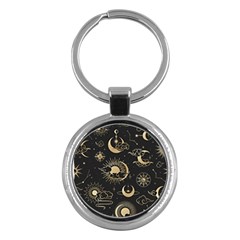 Asian Seamless Pattern With Clouds Moon Sun Stars Vector Collection Oriental Chinese Japanese Korean Key Chain (round) by Perong