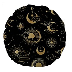 Asian Seamless Pattern With Clouds Moon Sun Stars Vector Collection Oriental Chinese Japanese Korean Large 18  Premium Round Cushions by Perong