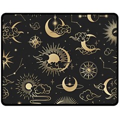 Asian Seamless Pattern With Clouds Moon Sun Stars Vector Collection Oriental Chinese Japanese Korean Two Sides Fleece Blanket (medium) by Perong