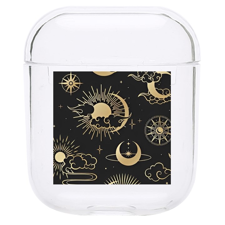 Asian Seamless Pattern With Clouds Moon Sun Stars Vector Collection Oriental Chinese Japanese Korean Hard PC AirPods 1/2 Case