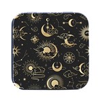 Asian Seamless Pattern With Clouds Moon Sun Stars Vector Collection Oriental Chinese Japanese Korean Square Metal Box (Black) Front