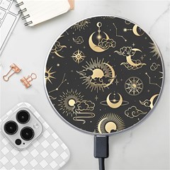 Asian Seamless Pattern With Clouds Moon Sun Stars Vector Collection Oriental Chinese Japanese Korean Wireless Fast Charger(white) by Perong