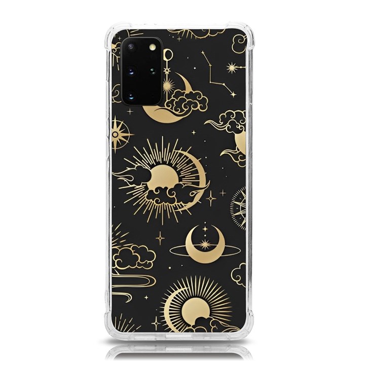 Asian Seamless Pattern With Clouds Moon Sun Stars Vector Collection Oriental Chinese Japanese Korean Samsung Galaxy S20 Plus 6.7 Inch TPU UV Case