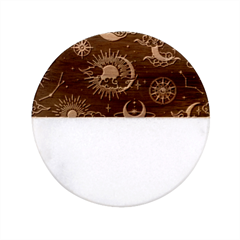 Asian Seamless Pattern With Clouds Moon Sun Stars Vector Collection Oriental Chinese Japanese Korean Classic Marble Wood Coaster (round)  by Perong