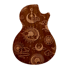 Asian Seamless Pattern With Clouds Moon Sun Stars Vector Collection Oriental Chinese Japanese Korean Guitar Shape Wood Guitar Pick Holder Case And Picks Set