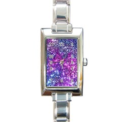 Purple Violet Glitter Galaxy Nebula Space Pattern Rectangle Italian Charm Watch