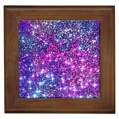 Purple Violet Glitter Galaxy Nebula Space Pattern Framed Tile by Perong