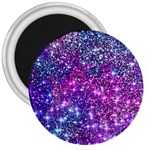 Purple Violet Glitter Galaxy Nebula Space Pattern 3  Magnets Front