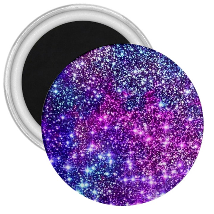 Purple Violet Glitter Galaxy Nebula Space Pattern 3  Magnets