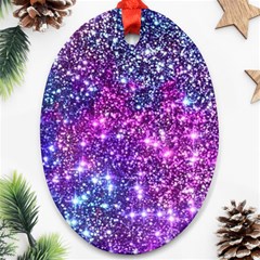 Purple Violet Glitter Galaxy Nebula Space Pattern Ornament (oval) by Perong