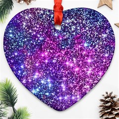 Purple Violet Glitter Galaxy Nebula Space Pattern Ornament (heart)