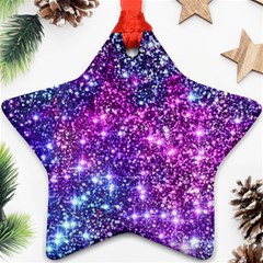 Purple Violet Glitter Galaxy Nebula Space Pattern Ornament (star)