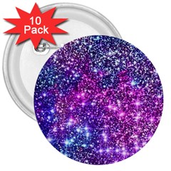 Purple Violet Glitter Galaxy Nebula Space Pattern 3  Buttons (10 pack) 