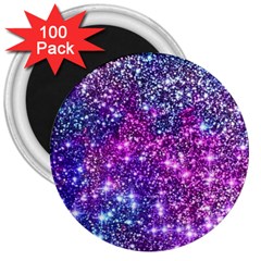 Purple Violet Glitter Galaxy Nebula Space Pattern 3  Magnets (100 pack)