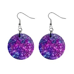 Purple Violet Glitter Galaxy Nebula Space Pattern Mini Button Earrings