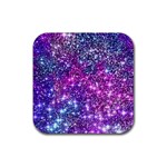 Purple Violet Glitter Galaxy Nebula Space Pattern Rubber Coaster (Square) Front