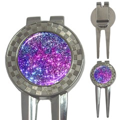 Purple Violet Glitter Galaxy Nebula Space Pattern 3-in-1 Golf Divots by Perong