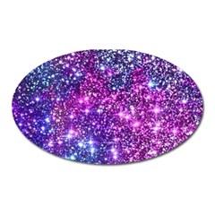 Purple Violet Glitter Galaxy Nebula Space Pattern Oval Magnet