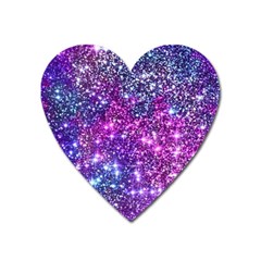 Purple Violet Glitter Galaxy Nebula Space Pattern Heart Magnet by Perong