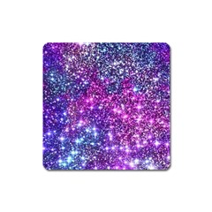 Purple Violet Glitter Galaxy Nebula Space Pattern Square Magnet