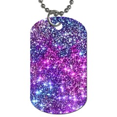 Purple Violet Glitter Galaxy Nebula Space Pattern Dog Tag (Two Sides)