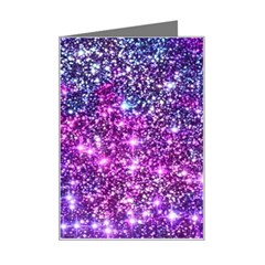 Purple Violet Glitter Galaxy Nebula Space Pattern Mini Greeting Card