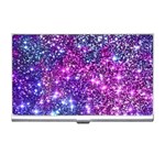 Purple Violet Glitter Galaxy Nebula Space Pattern Business Card Holder Front