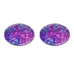 Purple Violet Glitter Galaxy Nebula Space Pattern Cufflinks (Oval)