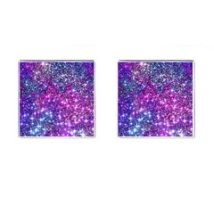 Purple Violet Glitter Galaxy Nebula Space Pattern Cufflinks (Square)