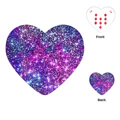 Purple Violet Glitter Galaxy Nebula Space Pattern Playing Cards Single Design (heart)