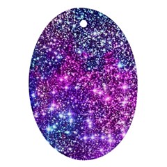 Purple Violet Glitter Galaxy Nebula Space Pattern Oval Ornament (two Sides) by Perong